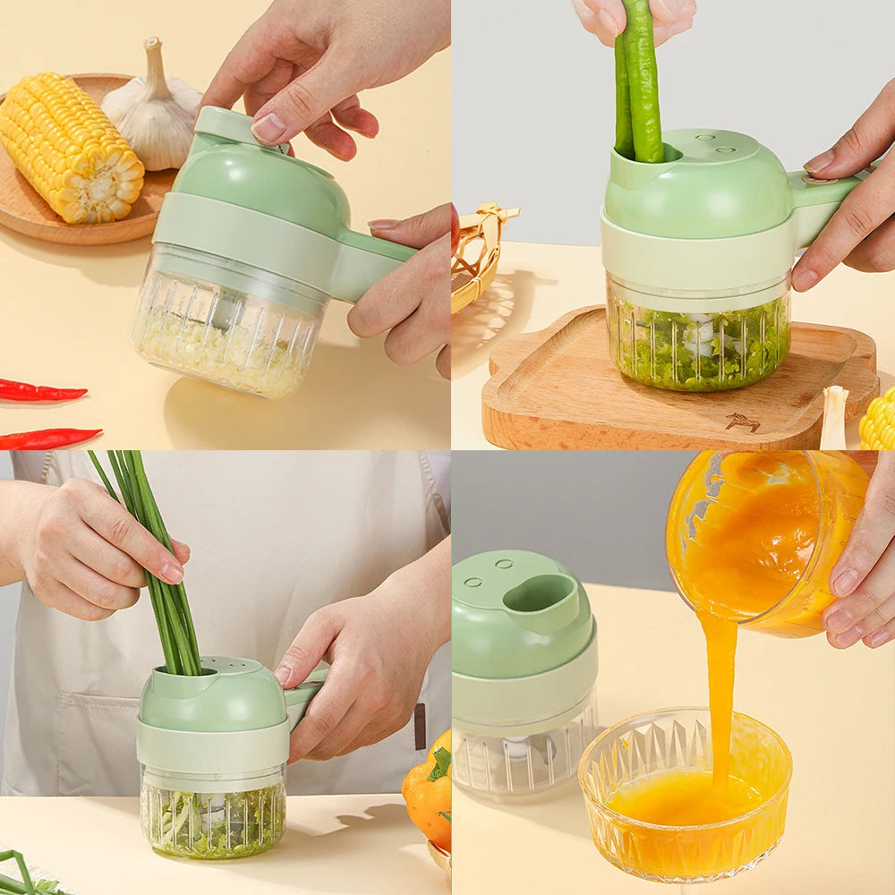 4-in-1 Electric Veg Cutter & Chopper Set