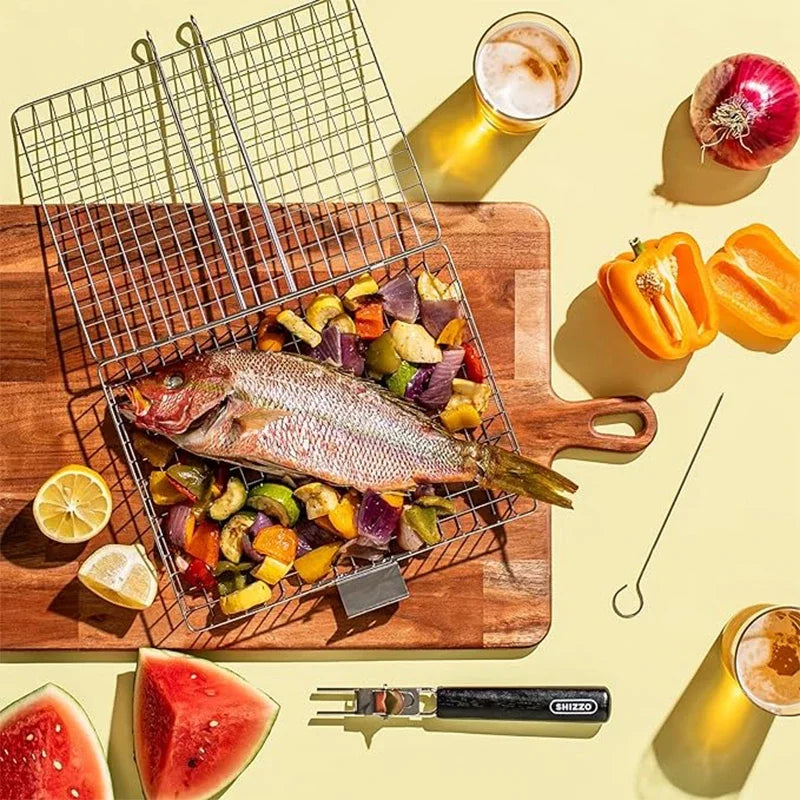 Portable Foldable Stainless Steel BBQ Basket